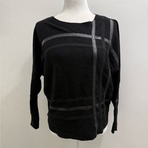 Sioni Milano Black Knitwear with Faux Leather accents size XL EUC